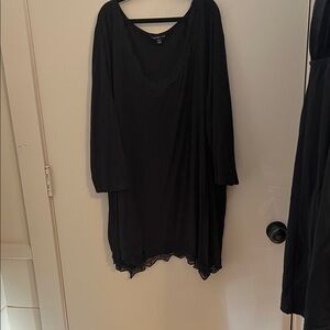 Lane Bryant Black Long Sleeve Dress with Lace Hem